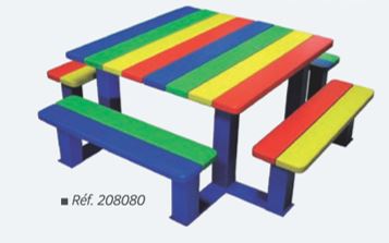 Table pique-nique enfant - SILAOS JUNIOR - adaptée maternelle et primaire - structure acier peint et bois exotique_1