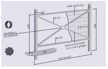 Barrière de ville - PROVINCE - Deux longueurs disponibles - Poteaux en acier - Croix de St André_1