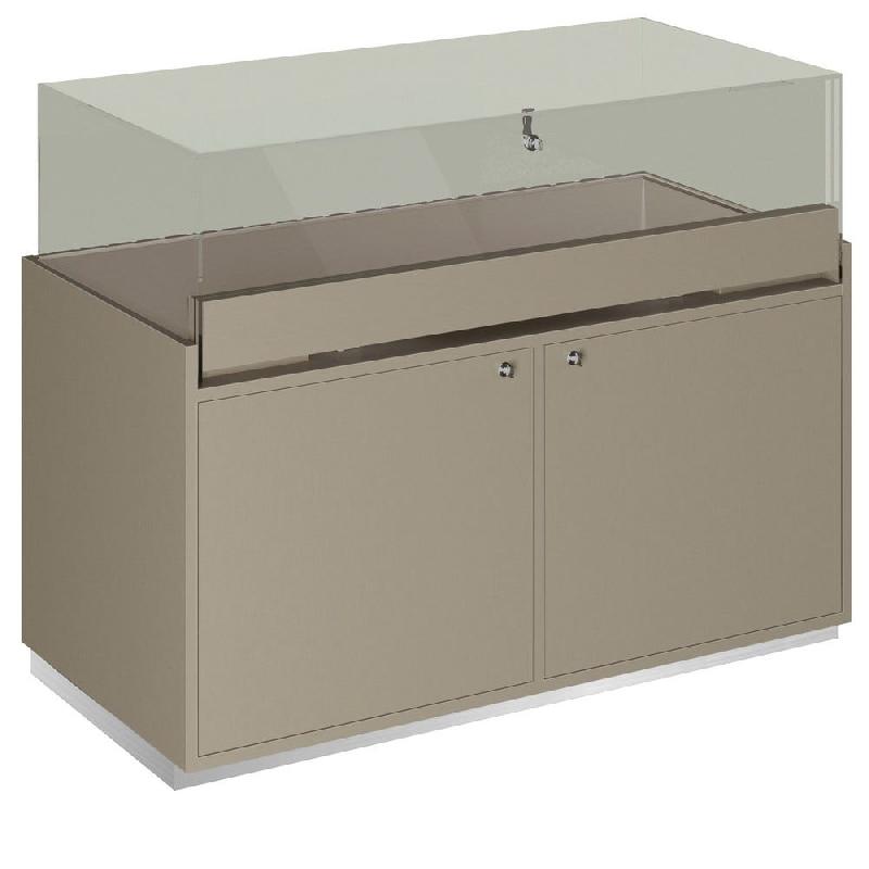 Comptoir T03 vitrine 4 Faces et MDF naturel+taupe - 120x60x93cm_1