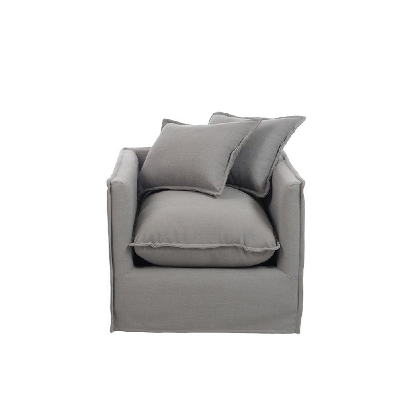 Fauteuil avec accoudoirs MEBUS - Gris - Revêtement tissu doux - Style moderne et épuré_1