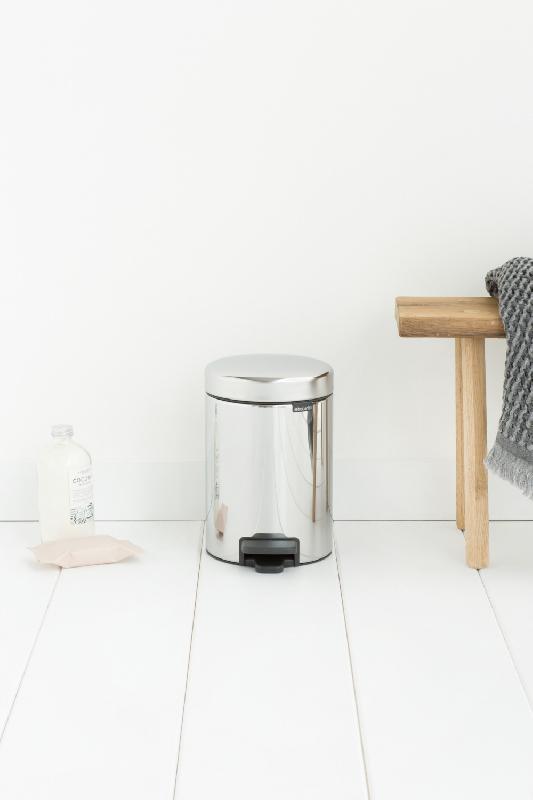 Poubelle de salle de bains 3L - Acier brillant - BRABANTIA NewIcon avec pédale et fermeture silencieuse_1