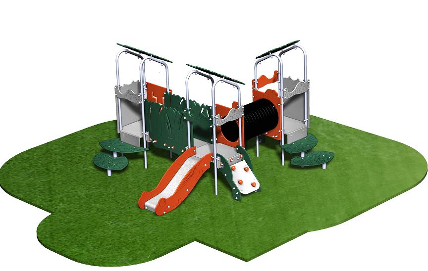 Structure de jeux inox 3 tours gamme Primo Dino - PRD361 - Âge 2-6 ans - Capacité 20 enfants_1