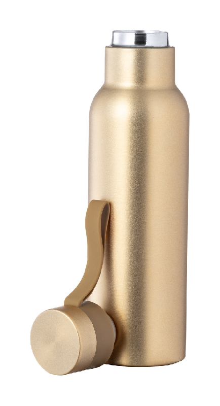 Thermos isolé en cuivre - double paroi en acier inoxydable - 530 ml - avec bandoulière - couleur doré_1