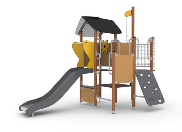 Structure multi-jeux 3 à 5 ans - Unimini Imse 8046914 - Hags - Poteaux bois et panneaux HPL_1