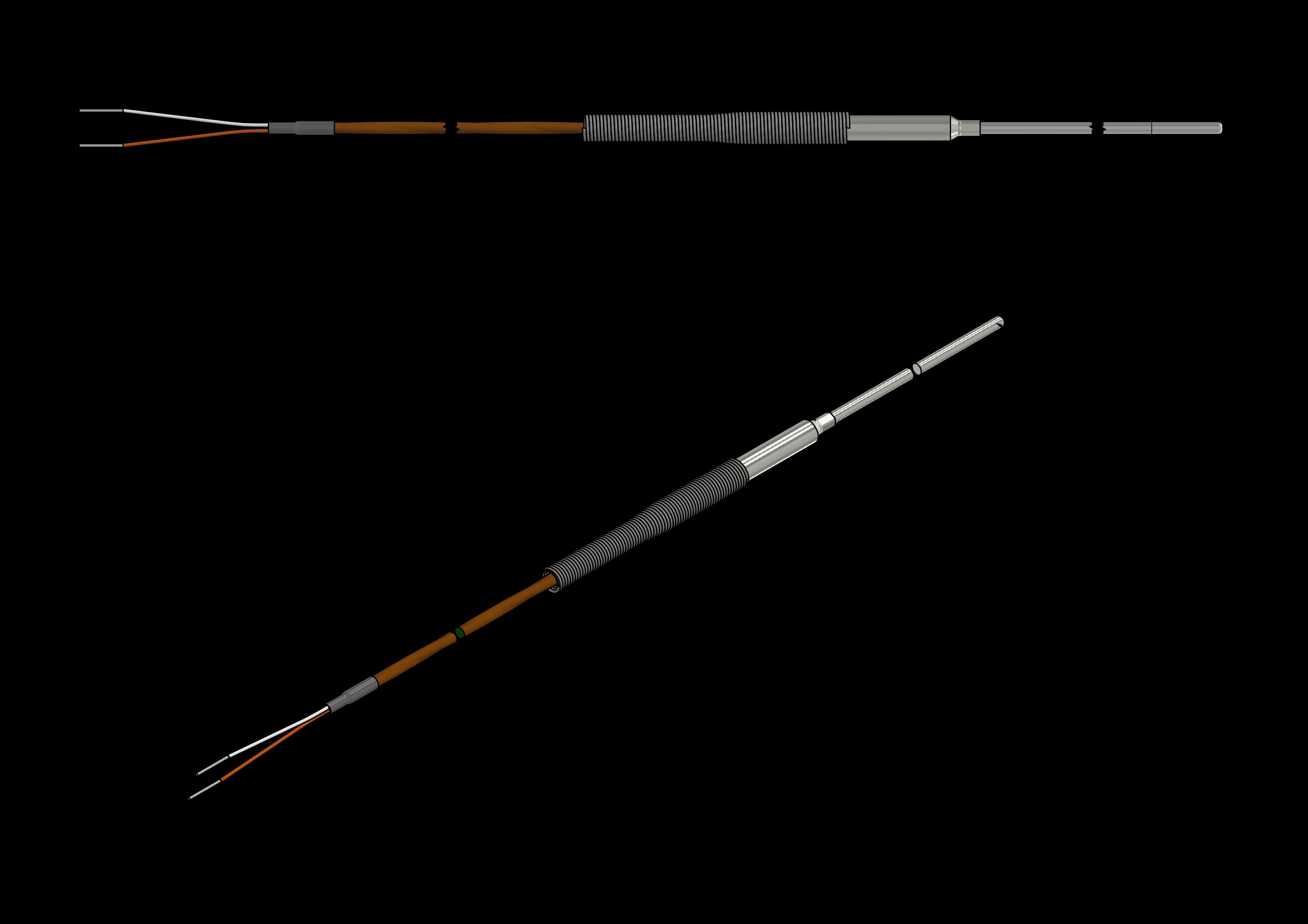 Thermocouple chemisé simple type T - câble Téflon PFA - Ø 3mm - L 100mm - câble 10m - tenue jusqu'à +800°C_1