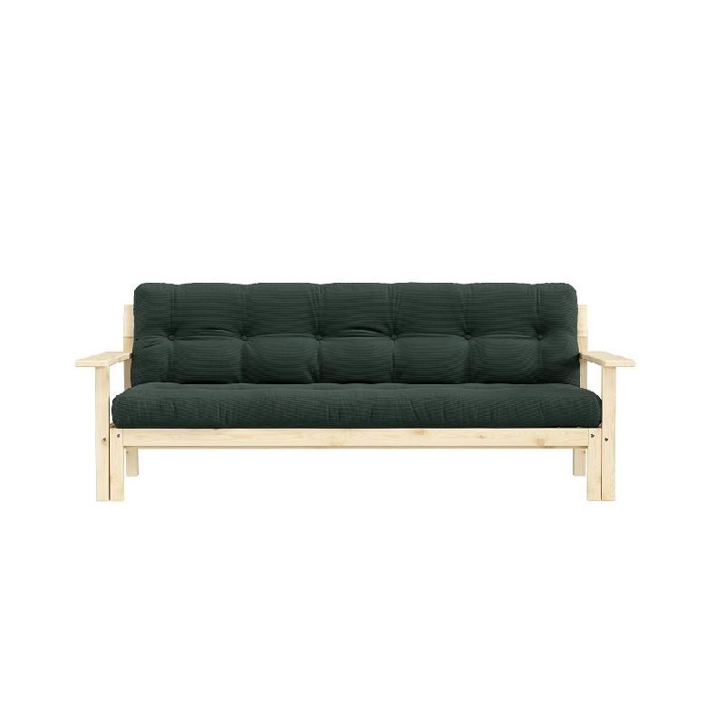 Canapé convertible futon UNWIND - Pin naturel - Coloris algue - 130 x 190 cm - Style scandinave_1