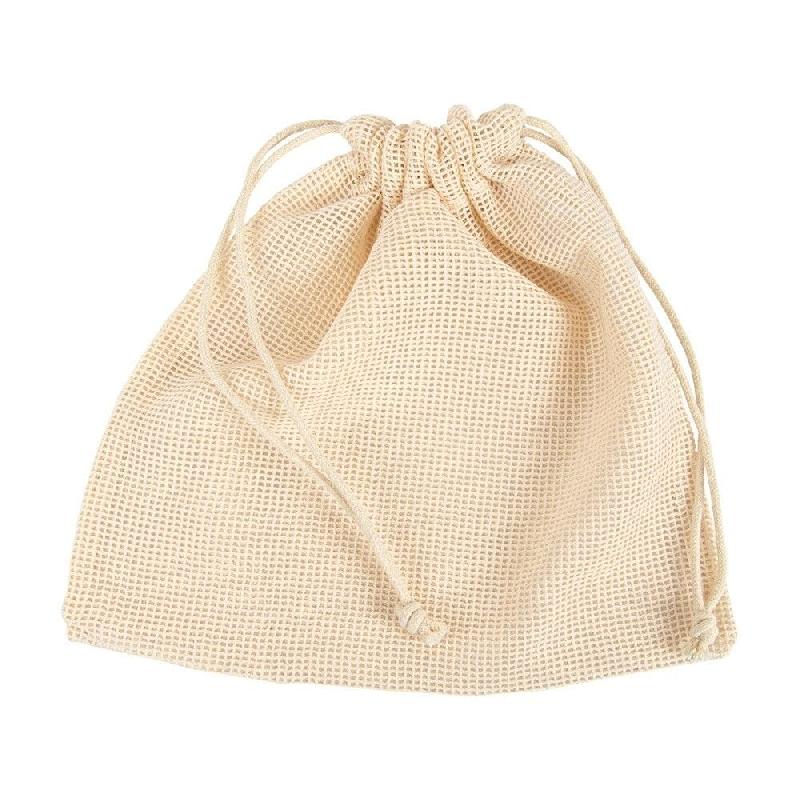 Sac filet réutilisable coton 26x26cm beige - par 25_1