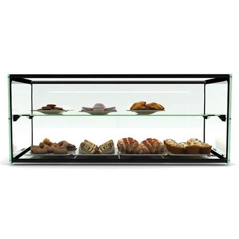 Vitrine neutre à poser - 2 niveaux - 920 x 320 mm - verre trempé - EP30M | Sayl Barcelona - Sans lumière LED_1