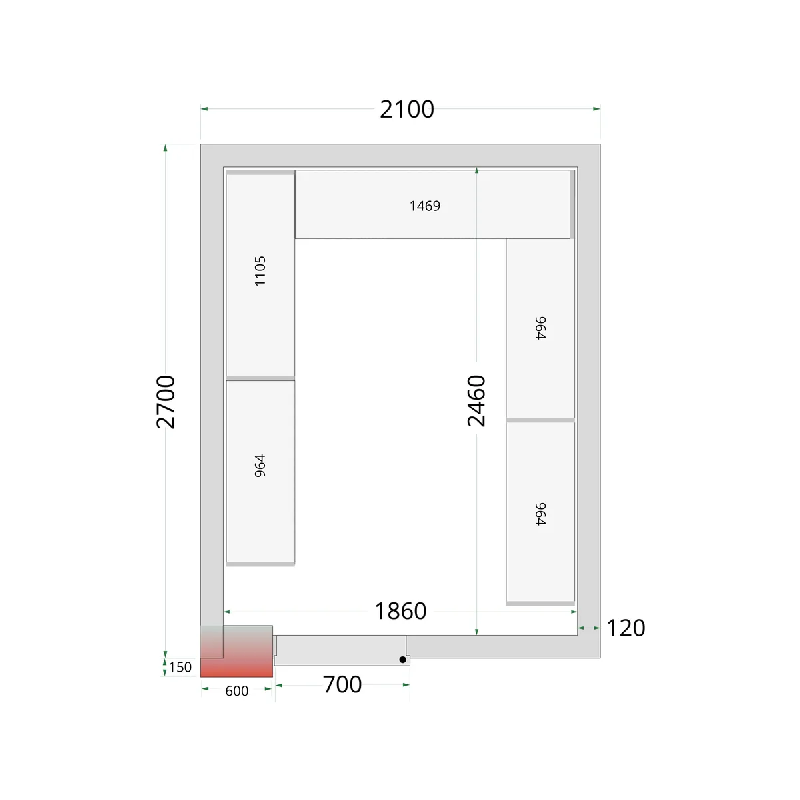 Chambre froide négative CRNF2127 Blanc 2100 x 2700 x 2200 mm TEFCOLD_1