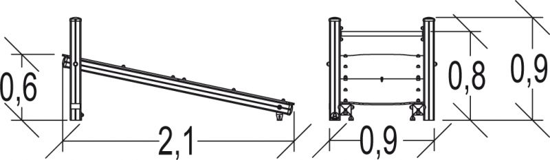 Planche abdos senior - Proludic - 2,10 m de largeur, JPS13-S-M - Pour parcours santé métal_1