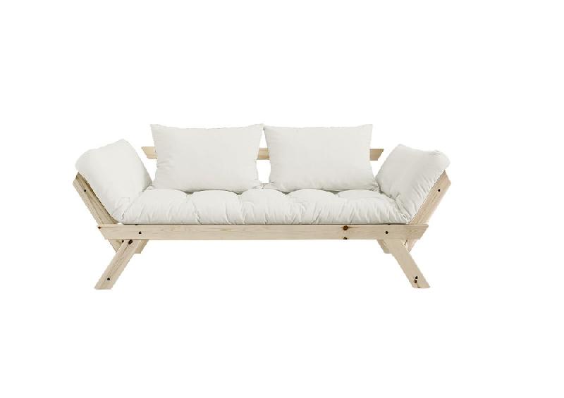Banquette méridienne futon BEBOP en pin naturel - Coloris naturel - Couchage 75 x 200 cm - Convertible et design moderne_1