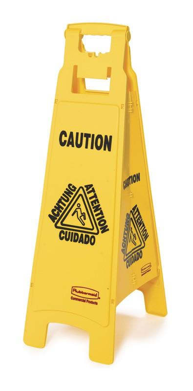 Chevalet de signalisation 4 côtés - Message 'attention' - Symbole sol glissant - Polyéthylène_1