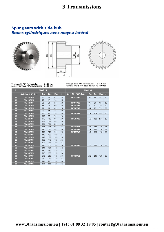 Engrenage acier denture droite module 5 module 6_1