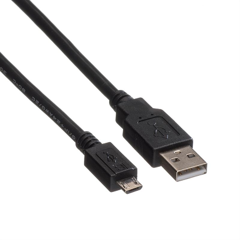 ROLINE Câble USB 2.0, USB A mâle - Micro USB B mâle, noir, 0,15 m_1