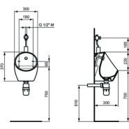 Urinoir mural chasse directe Sphero - secteur hôtellerie, bureaux, santé, loisirs - Ideal Standard - P009001_1