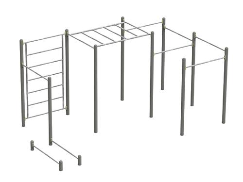 Workout K - Structure de street workout en acier galvanisé - 5,23 x 2,88 x 2,52 m_1