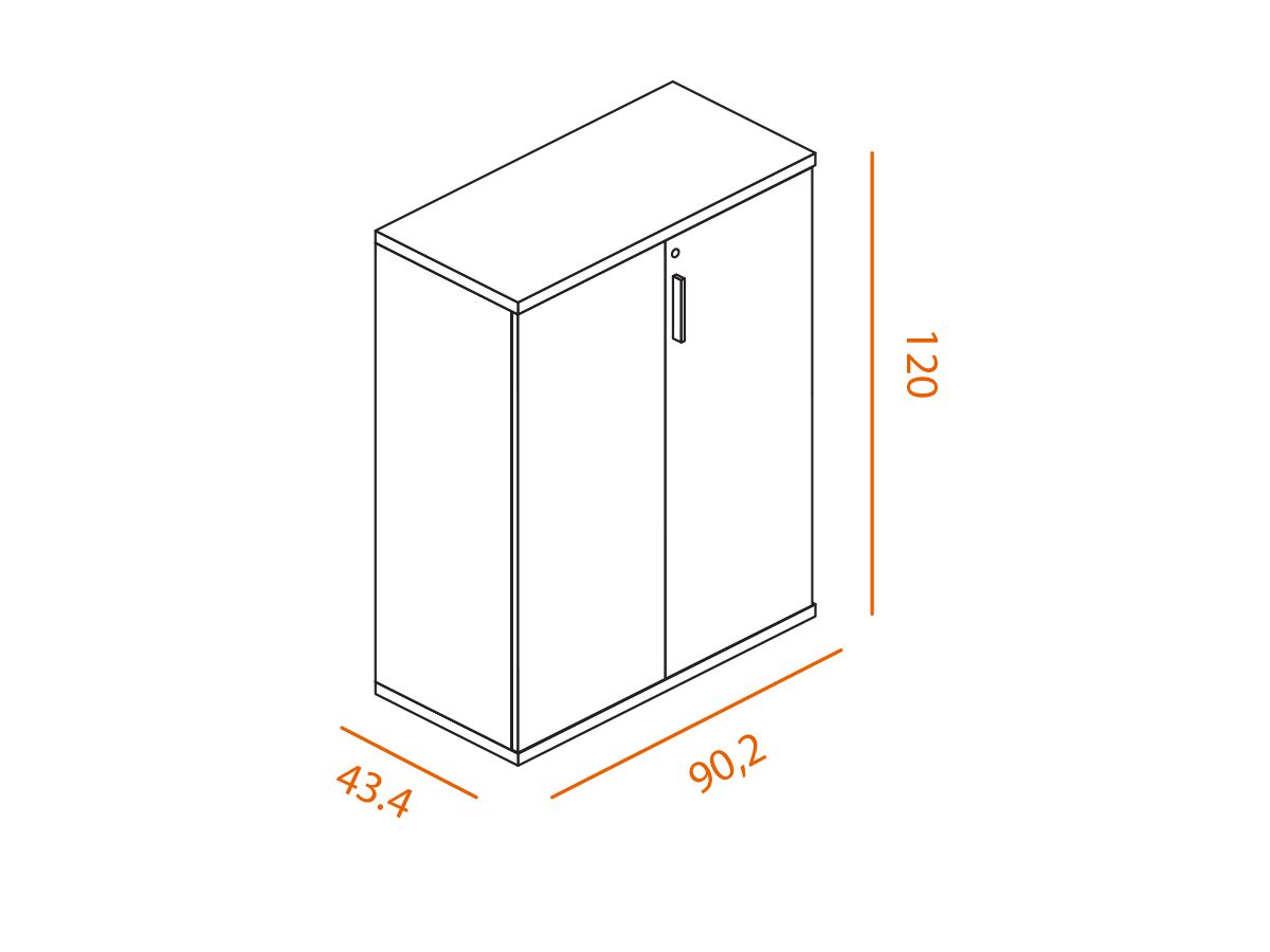Armoire mi-haute à portes battantes HOMERE - L90 x H120 cm - 2 étagères - serrure avec clé_1