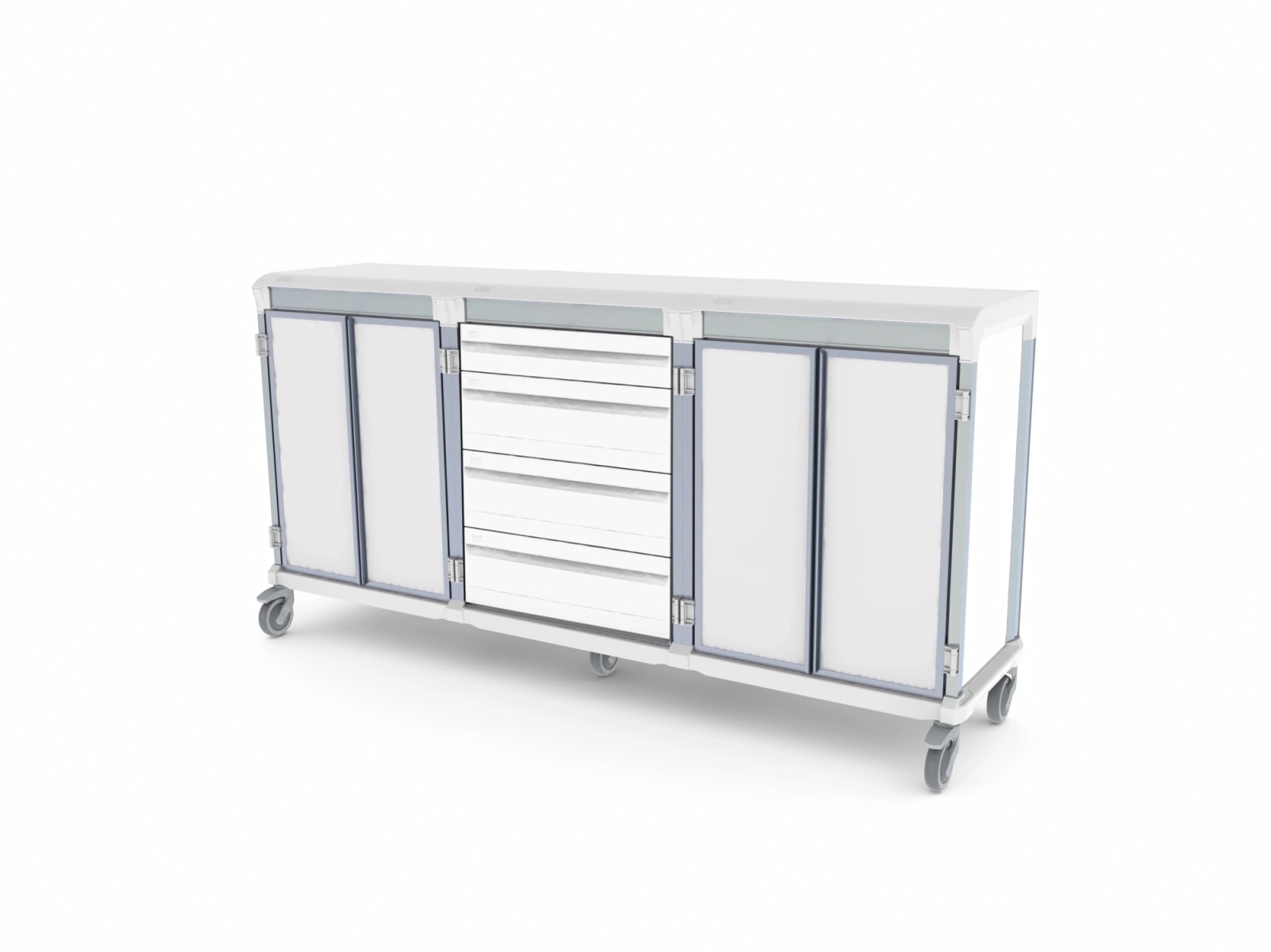 Chariot à rideau 3 colonnes, pour le stockage de médicaments, instruments, et autres fournitures médicales - WEECART_2