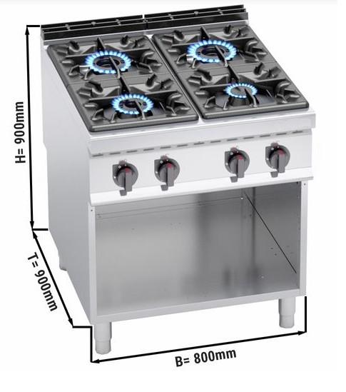 Fourneau à gaz 4 feux professionnel - version 900_1