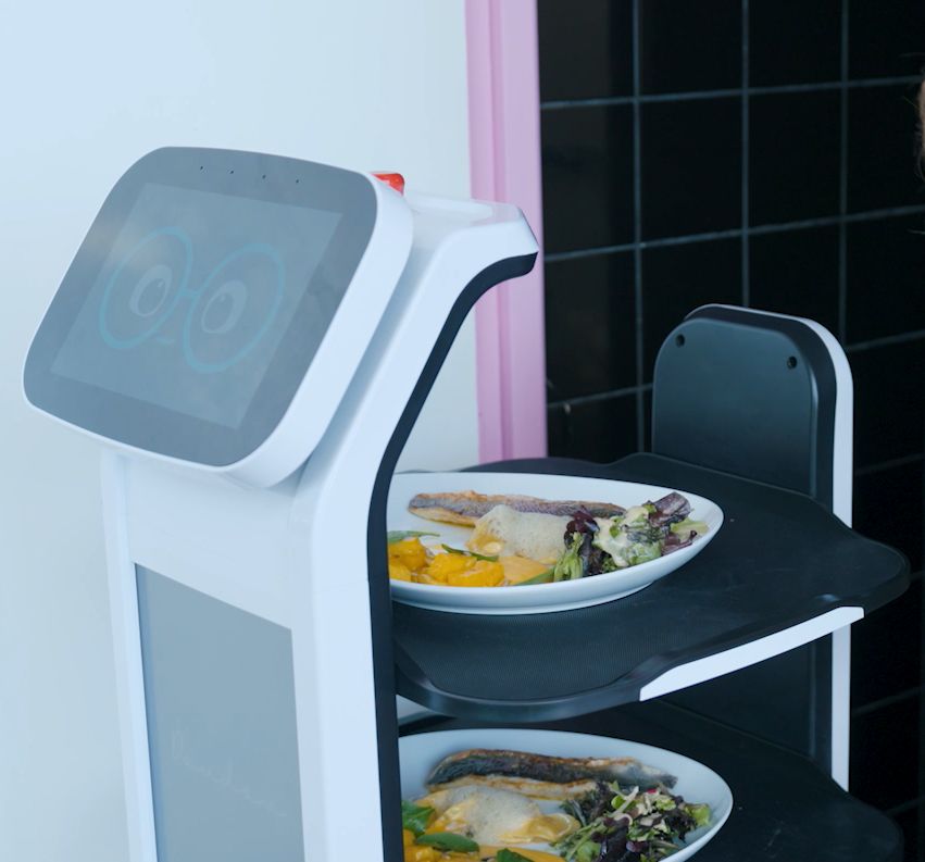 Robot de service pour restaurants et fast-foods - écran HD, plateaux ajustables, navigation avancée_1