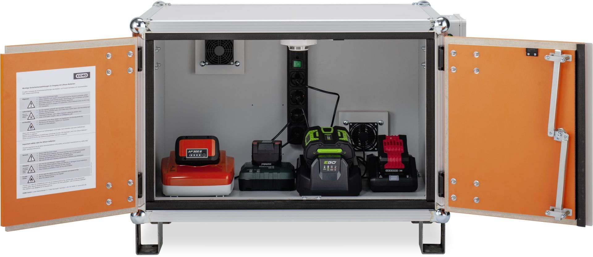 Armoire anti-feu CEMO 8/5 Premium lockEX® 230 V avec pieds - Réf 11895F - Sécurisée pour batteries lithium_1