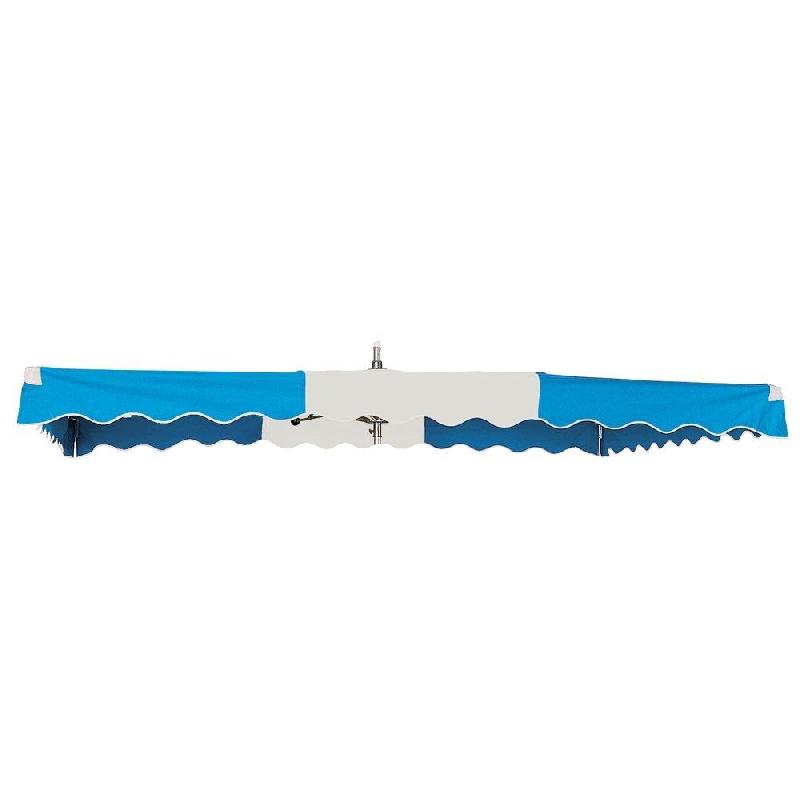 Kit parasol fixe 3x2.5 m - Bleu ciel/Blanc/Bleu ciel - Pied tripode - Toile et Acier_1
