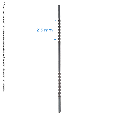 Barreau carré 12mm avec double torsades H950mm_1