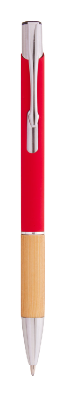 Stylo bille en aluminium - Grip en bambou - Finition caoutchoutée - Encre bleue - Gravure laser effet miroir_1