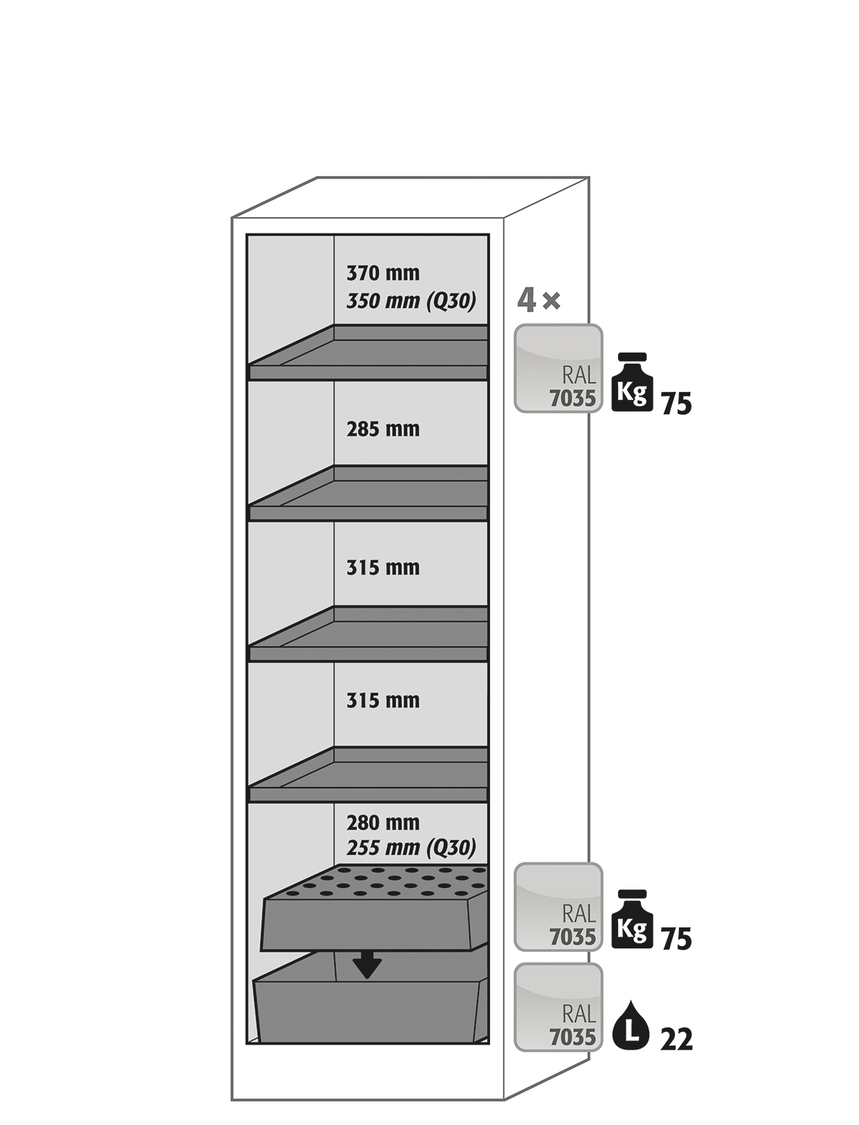 Armoire de sécurité Q-PEGASUS-90 - Type 90 - modèle Q90.195.060.WDACR - Réf 30075-047-34372 - Certifiée GS et conforme NF EN 14470-1_1