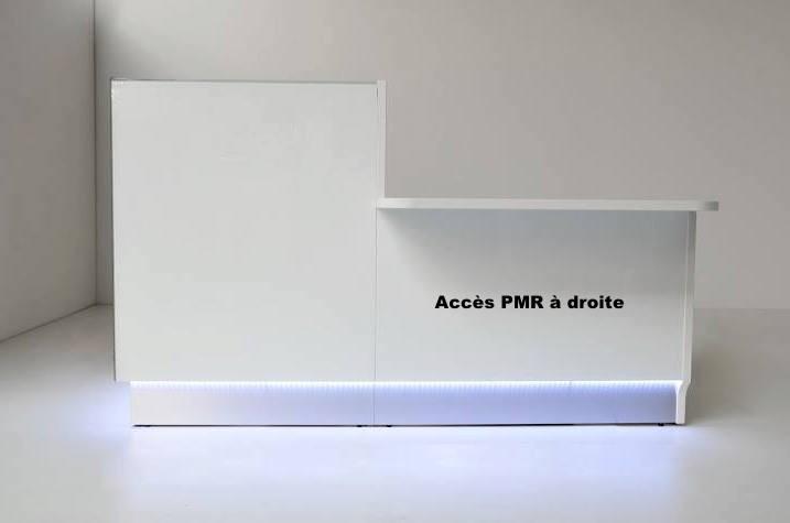 Banque d'accueil compacte Linea avec accès PMR sur le côté - MDD - 165, Droite, Blanc_2