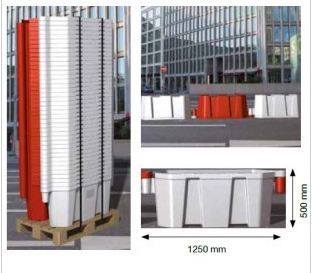 Barrière de chantier séparateur de voie empilable K16 - Blanc - Lestable avec eau ou sable - Normes NF P 98 453 et NF P 98 454_1