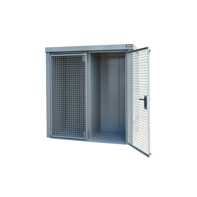 Box abri pour 12 bouteilles de gaz coupe-feu 90 minutes - Porte battante verrouillable en grillage - Plancher en tôles larmées_1