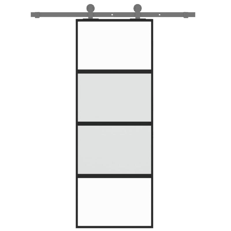 Vidaxl porte coulissante noir 76x205 cm verre trempé aluminium 155219_1