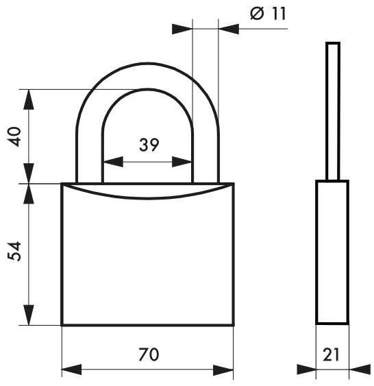 Cadenas à clé Thirard Type 1 - Corps monobloc en laiton - 70 mm - Garantie 10 ans_1