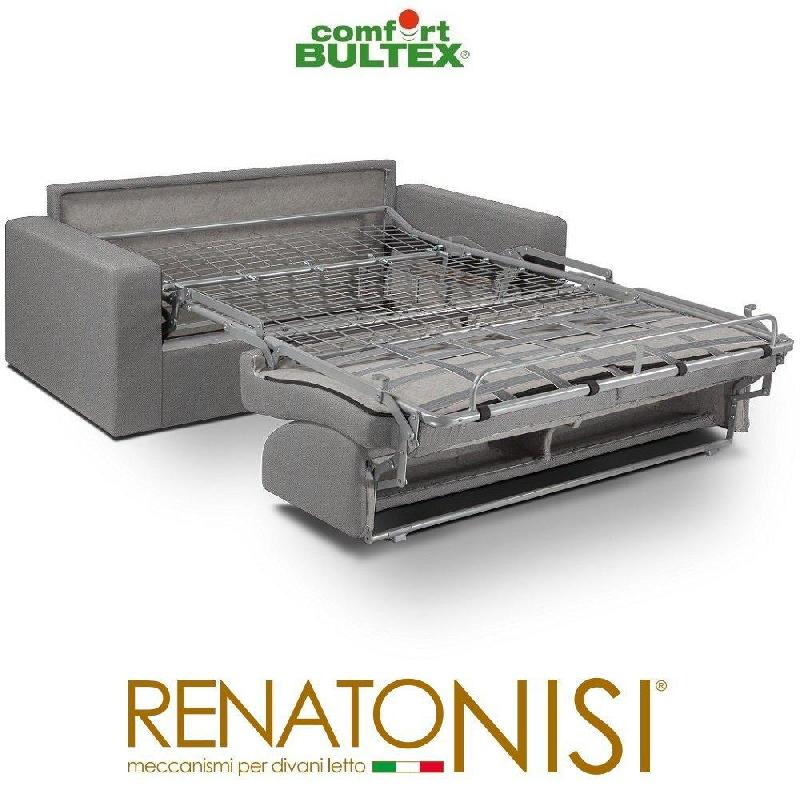 Canapé convertible express CRÉPUSCULE - Matelas 140x195 cm Comfort BULTEX® - Tissu tweed gris clair_1