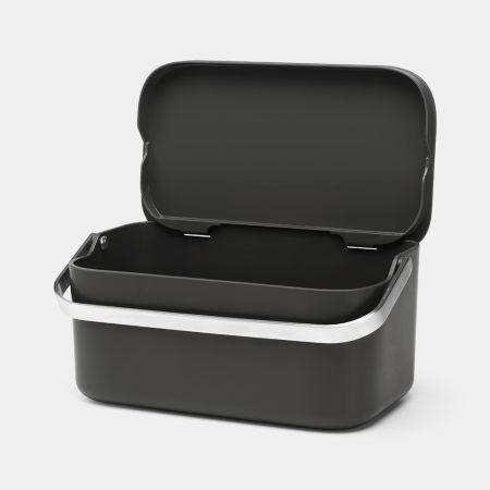 Poubelle composteur de cuisine avec grande poignée en acier inoxydable - Modèle de table de 1.8 litres - Brabantia SinkSide - Dark Grey_1