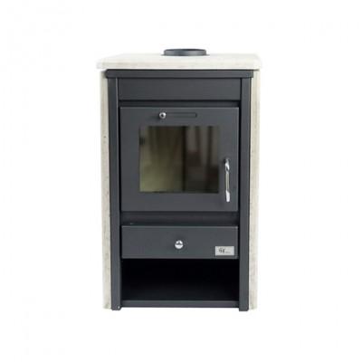 Sedan - Poêle à bois en pierre de Champagne - GF Flam - 9 kW - Chauffage d'appoint compact avec bûcher_1