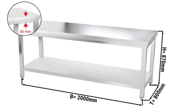 Table inox 200cm profondeur 80cm_1