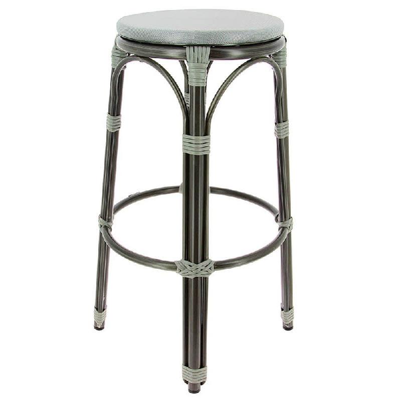 Tabouret de bar empilable d'extérieur en aluminium et textylène Biarritz gris_1
