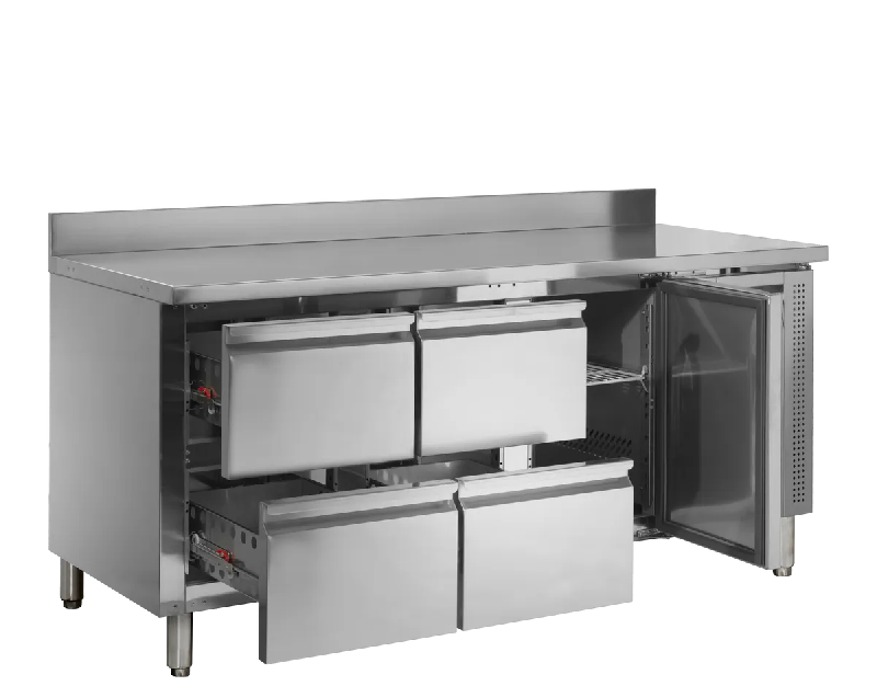 Comptoir pour saladette réfrigéré CK7340 1 porte et 4 tiroirs GN1/1 pces Inox TEFCOLD_1