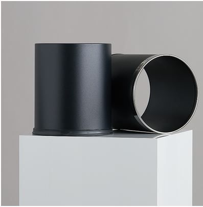 Corbeille ronde noire - anneau chromé - double paroi - 230 mm de diamètre et 270 mm de hauteur_1