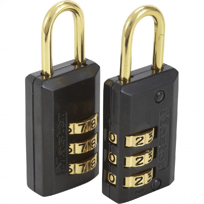 Lot de 2 cadenas à combinaison MASTER LOCK - acier 20 mm, combinaison 3 chiffres, pour fermetures éclair_1