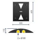 Passe-câbles poids lourds en caoutchouc - 2 canaux de 80mm - Résistance jusqu'à 50T - Flèches réfléchissantes_1