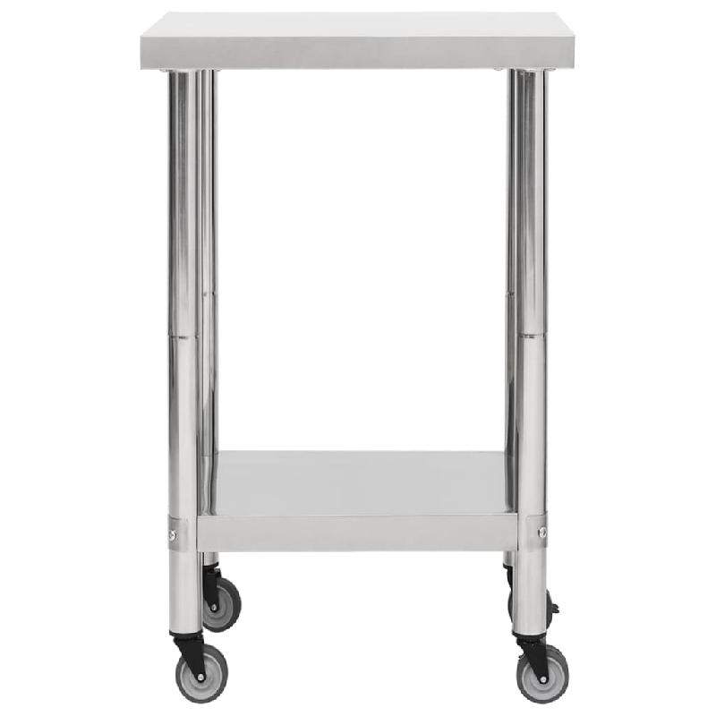 Vidaxl table de travail de cuisine avec roues 60x60x85 cm inox 51633_1