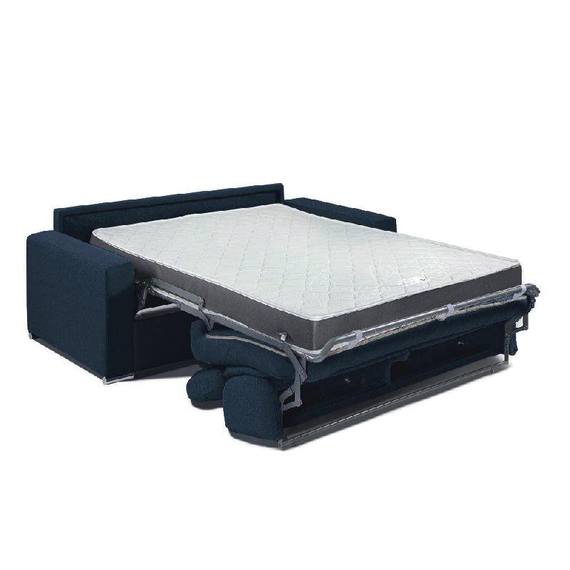 Canapé convertible express Darwin - Têtières réglables - Couchage 120x197 cm - Matelas 16 cm - Tissu tweed bleu nuit_1