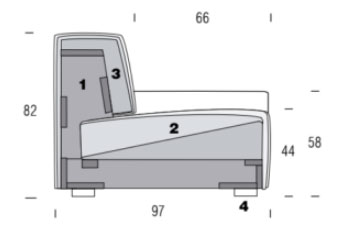 Canapé modulable d'angle COOL beige - Pieds bois wengé - Référence 8821 FR125 - Fabrication italienne_1