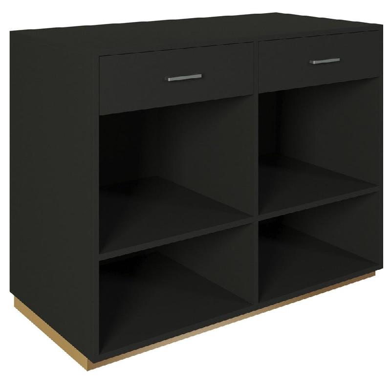 Comptoir 120x60x93,8cm/reposac 70x20xH12cm noir - 2tir.2tabl. - mélaminé noir_1