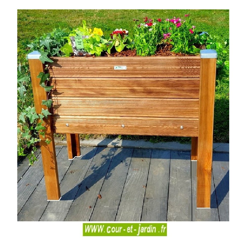 Bac à fleurs en bois sur pieds . Bac à plantes de 90cm x 50 - d-papy-bp90x50_1