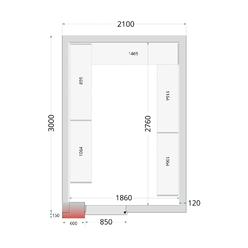 Chambre froide négative CRNF2130WD Blanc 2100 x 3000 x 2200 mm TEFCOLD_1