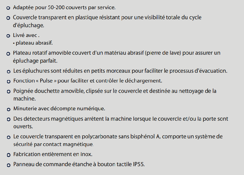 Éplucheuse professionnelle 10 kg - plateau abrasif sans table filtre - Dito Sama DT10E324 - DT10E1_1